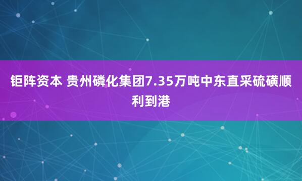 钜阵资本 贵州磷化集团7.35万吨中东直采硫磺顺利到港